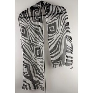 ECHO Silk Zebra Print Square Scarf Shawl Black White Designer Accessory
